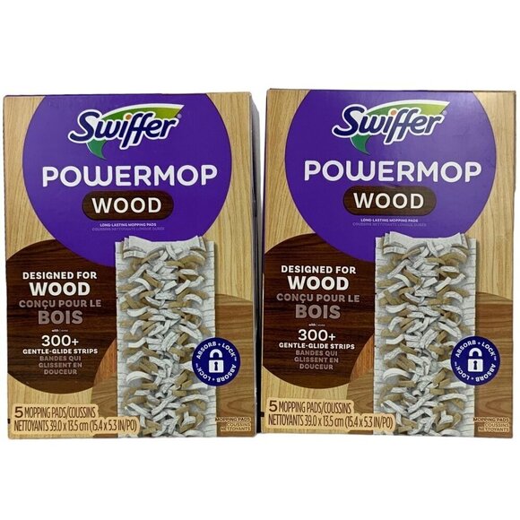 Swiffer Powermop Wood Finish Floor Cleaning Pads Refills Lot of TWO 5ct Boxes - Picture 3 of 5